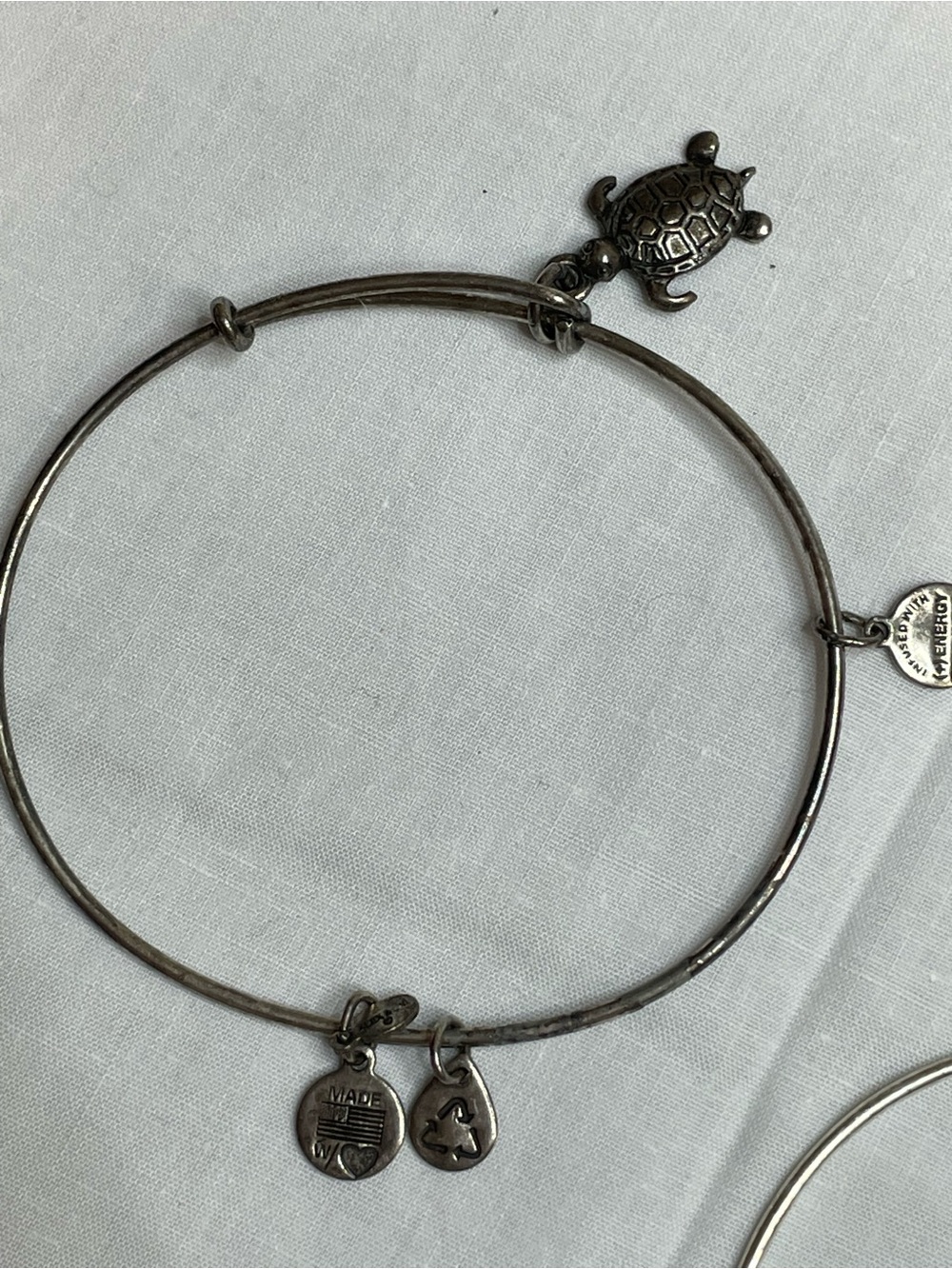 Alex and Ani Sea Turtle Charm Bangle Bracelet - Silver Tone@